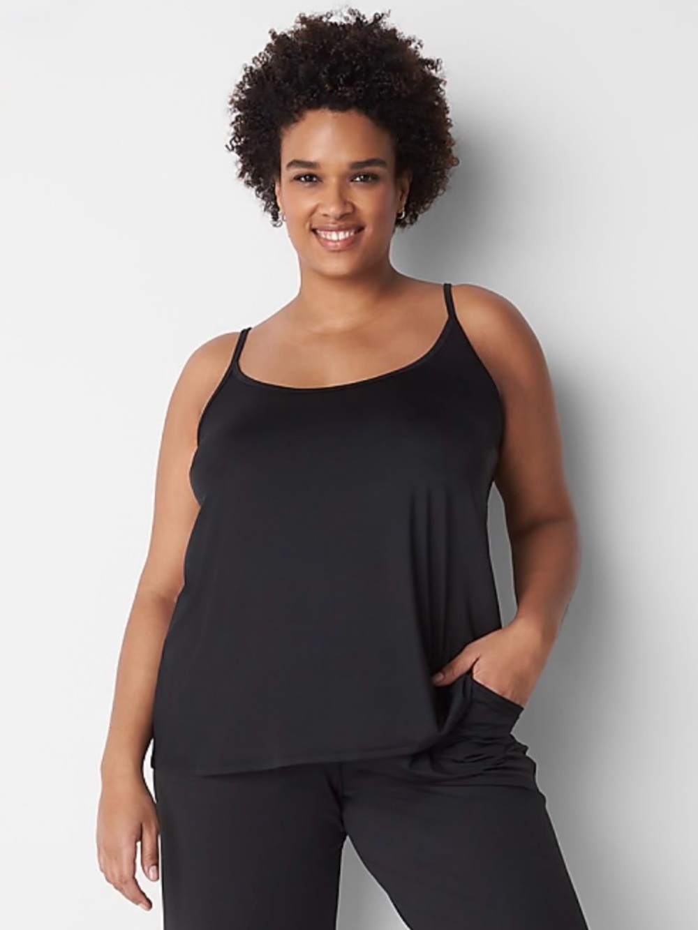 Lane Bryant Black Satin Silky Adjustable Cami Camisole Plus Size 18/20 Classic